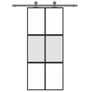 Berkfield Sliding Door Black 90x205 cm Tempered Glass and Aluminium