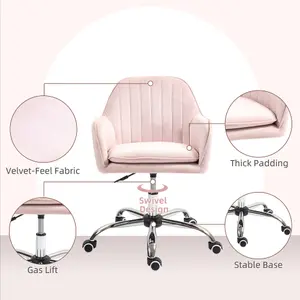 HOMCOM Office Chair, Swivel Desk Chair w/ Adjustable Height, Pink