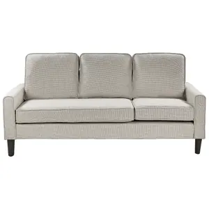 3 Seater Fabric Sofa with Ottoman Light Beige AVESTA