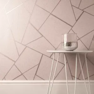 Quartz Blush Pink & Gold Apex Geometric Wallpaper FD42682