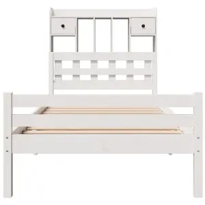 Berkfield Bookcase Bed without Mattress White 90x200cm Solid Wood Pine