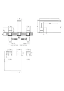 Square Deck 3 Mounted Tap Hole Bath Filler Tap - Chrome