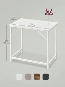 VASAGLE Computer Desk, Small Office Desk And Workstation, Work Desk For Home Office, Study, Bedroom,  Metal Frame, Maple White