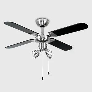 ValueLights Chrome 42" Modern Ceiling Fan With Spot Lights And Black Silver Reversible Blades