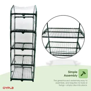 Oypla Growhouse 4-Tier Garden Greenhouse Ideal For Propagating Seeds And Bringing-on Plants - 130x50x45cm