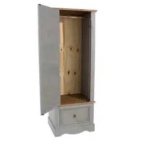 Premium Corona Grey, armoire with mirrored door and drawer.