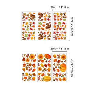 Walplus Autumn Leaves With Sunflowers And Squirrels Window Clings Rooms Décor