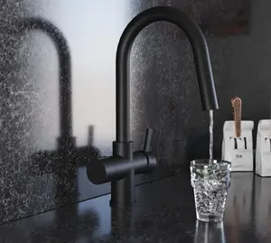 Liquida HT45MB 4 In 1 Black Pull out Spray Instant Boiling Water Kitchen Tap