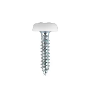 Sealey Number Plate Screw Plastic Enclosed Head 4.8 x 24mm White Pack of 50