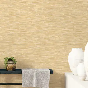 Galerie TexStyle Gold Bronze Effect Vertical Stripe Wallpaper Roll