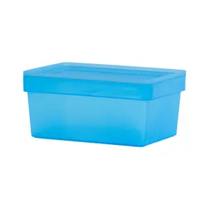 Wham Studio Stack Matt blue Plastic Stackable Storage basket & Lid (H)12cm (W)25.5cm (D)16.5cm of 5