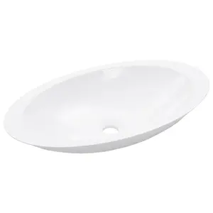 Belfry Bathroom Dreen 593mm L x 351mm W White Marble Oval Sink