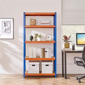 Yaheetech Orange Blue Metal 5 Tier Storage Rack with Adjustable Shelves