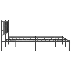 Berkfield Metal Bed Frame without Mattress with Headboard Black 150x200cm