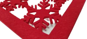 Snowflake Christmas Table Runner Red Felt Mat Xmas Dinner Center Runner 1.8M