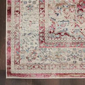 Red Ivory Rug, Bordered Floral Rug, Traditional Stain-Resistant Rug, Persian Rug for Bedroom, Dining Room-269cm X 361cm