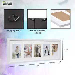 Arpan MDF Multi Aperture Photo Frame 5 Aperture White