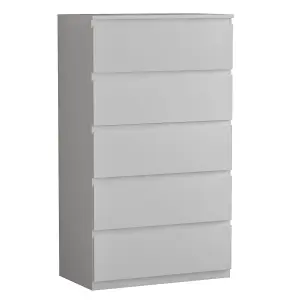 Vida Designs Denver White 5 Drawer Chest (H)1120mm (W)700mm (D)400mm