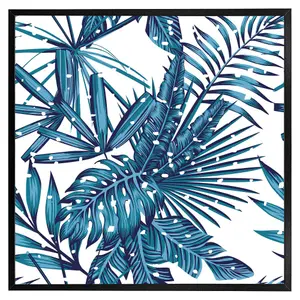 Snow tropical leaves (Picutre Frame) / 16x16" / White