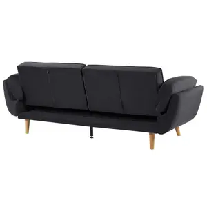 Beliani Retro Sofa Bed ASBY Black Velvet