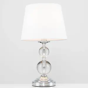 ValueLights Gatto Modern Polished Chrome and Acrylic Ball Touch Table Lamp with White Light Shade