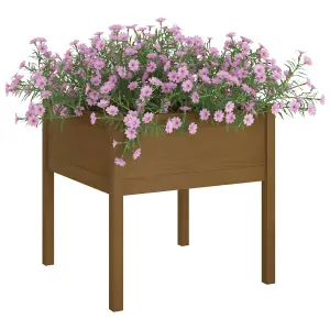 Berkfield Garden Planter Honey Brown 70x70x70 cm Solid Pinewood