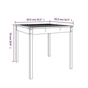 Berkfield Garden Table Black 82.5x82.5x76 cm Solid Wood Pine