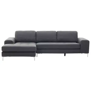 Right-Hand Corner Sofa KIRUNA Dark Grey Fabric Right Hand