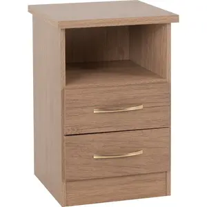 Cascio 2 Drawer Bedside Table Rustic Oak Effect