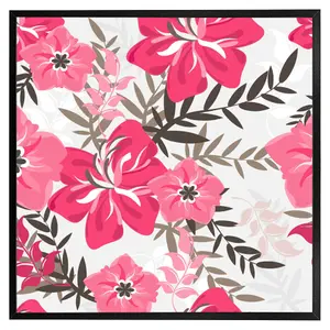 Red & pink floral (Picutre Frame) / 12x12" / White