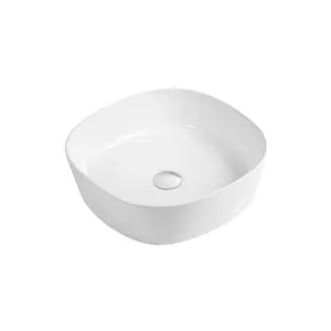 White Stone Allace 440mm L x 440mm W White Ceramic Circular Sink