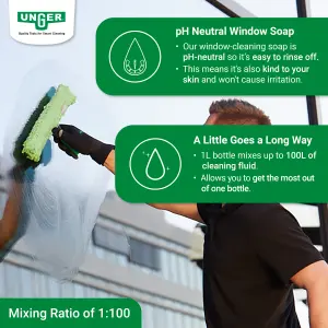 Window Cleaner Liquid Soap - Shining Window Cleaning 1L - Non Spray 1:100 Ratio for 100 liters of Window Cleaner Liquid by UNGER