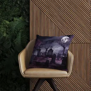 Witchs Moonlit Cemetery Design Outdoor Cushion 45cm x 45cm