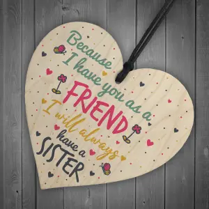 Red Ocean Best FRIEND Sister Gifts Wooden Heart Christmas Friendship Thank You Gift Birthday Plaque Keepsake