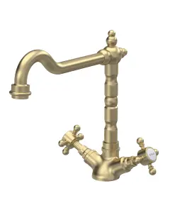 Traditional French Classic Mono Sink Mixer Tap - Brushed Brass