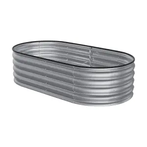 160cm W x 80cm D Silver Oval Shaped Galvanized Raised Garden Beds Outdoor Metal Planter Box for Vegetables Flowers