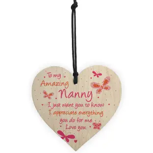 Nanny Gift For Birthday Christmas Wooden Heart Gift For Her From Grandchildren Keepsake