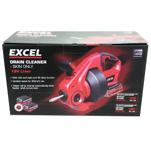 Excel 18V Cordless Drain Cleaner with 1 x 4.0Ah Battery & Charger