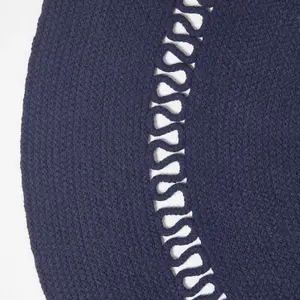 Homescapes Navy Crochet Braided Rug 150cm Round