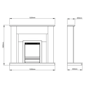 BeModern Elysia White & Black Outset Electric Fire suite