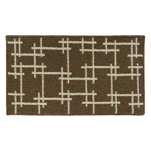 JVL Vector Machine Washable Latex Backed Doormat, 40x70cm, Brown