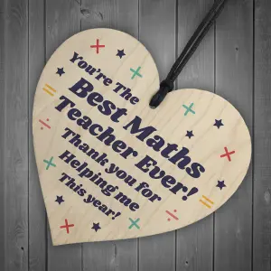 Best Maths Teacher Gift Wooden Heart Thank You Gift Leaving School Nursery Gift