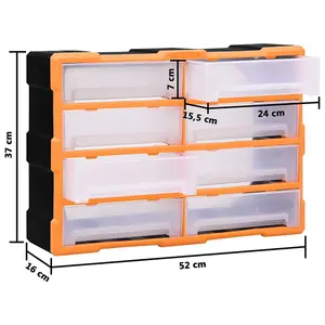 Berkfield Multi-drawer Organiser with 8 Big Drawers 52x16x37 cm