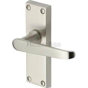 Heritage Door Handle Lever Latch Victoria Short Design (Set of 2) Satin Nickel