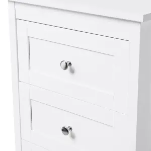 93cm H Classic White Wooden 4-Drawer Storage Cabinet for Bedroom Living Room