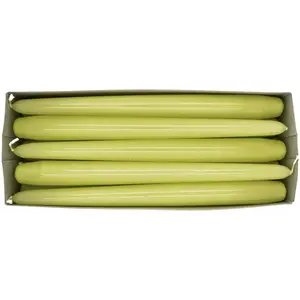 Tapered Dinner Candles, Pack of 10, Unscented, Long Burning Time, 24 cm / 19.45" (Pistachio, Varnished)