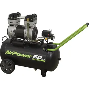 50L Low Noise Direct Drive Air Compressor with Twin Gauges - 1.6hp Motor