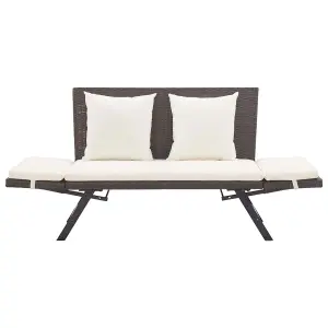 Berkfield Garden Bench with Cushions Brown 176 cm Poly Rattan