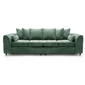 Monaco Chenille Fabric Long 4 Seater Sofa  Green