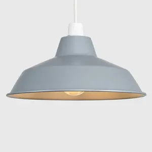 24cm Metal Bowl Pendant Shade Grey